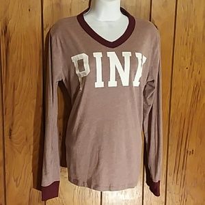 PINK Maroon Tee EUC